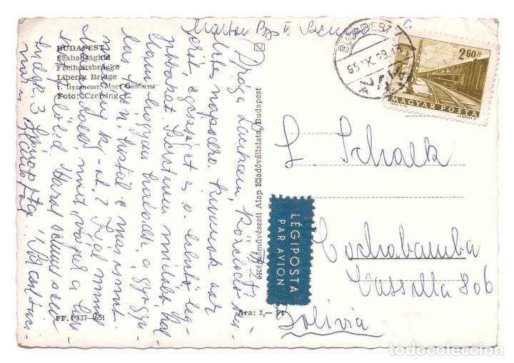 Postales: BUDAPEST (HUNGRÍA) ♦ PUENTE DE LA LIBERTAD ♦ CIRCULADA EN 1965 - Foto 2 - 273773768