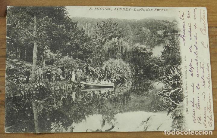 Postais: POSTAL DE S. MIGUEL, ISLAS AZORES, PORTUGAL, LAGOA DAS FURNAS, ED. F.A. MARTINS, CIRCULADA, SIN DIVI