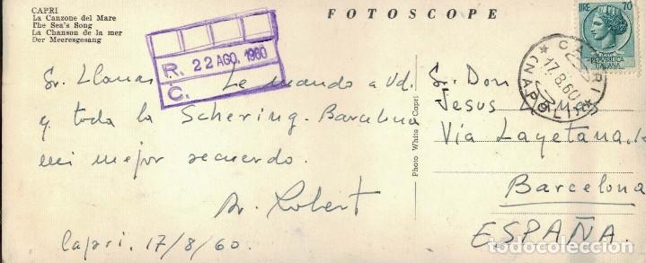 Postales: Capri. Italia. / Postal circulada 1960 - Foto 2
