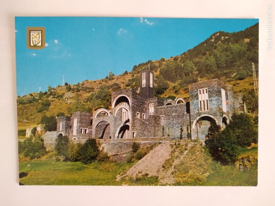 Postkarten: ANTIGUA POSTAL ESCUDO ORO VALLS D'ANDORRA ESGLESIA MERITXELL RV 29