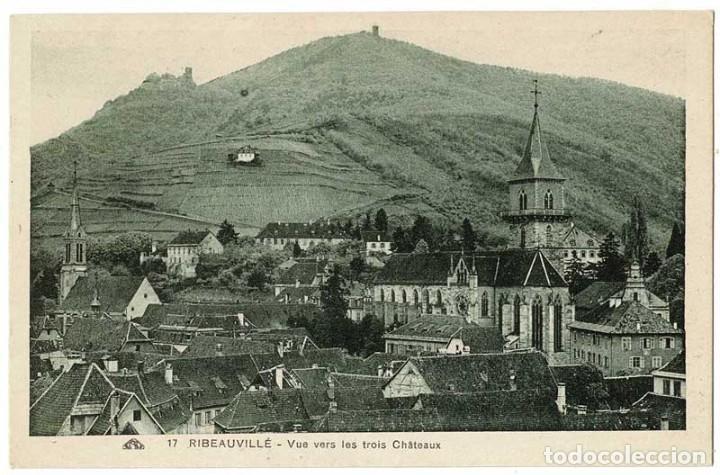 Postais: Postal Francia. Ribeauville. Vue vers les trois Chateaux No. 17