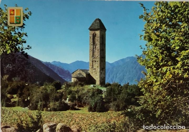 Postales: VALLS DE ANDORRA. San Miguel Iglesia rom&aacute;nica. ed. Soberanas. 1963. Circulada sello Andorra.
