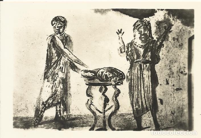 Postkarten: Italia. Catacumbas de San Calixto. El sacrificio eucar&iacute;stico. S. III. A&ntilde;os 50. 6x9 cm. Postal.