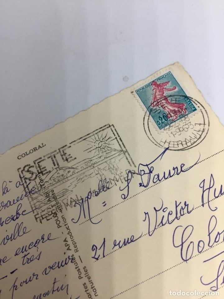 Postales: POSTAL MAPA, PLAN, MAP, HERAULT, Perpignan, Sello y Matasello SETE 1963 - Foto 3