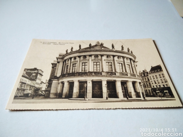 Postales: Postal antigua Amberes edificio operar publicidad Schweppes - Foto 1