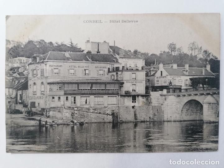 Postales: POSTAL CORBEIL - HOTEL BELLEVUE, CIRCULADA 1906 - Foto 1