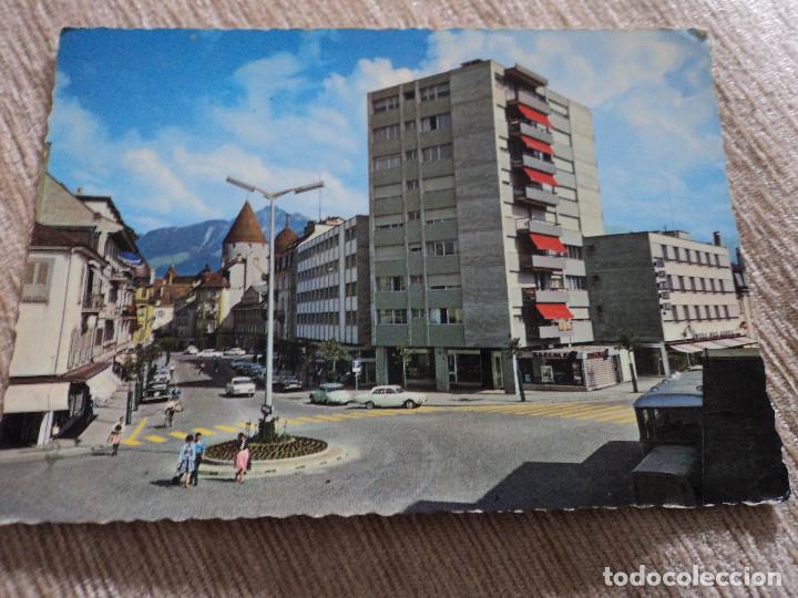 Postales: BULLE, EN GRUYERES CANTON DE FRIBOURG, PLACE DE LA GARE, CIRCULADA 1966