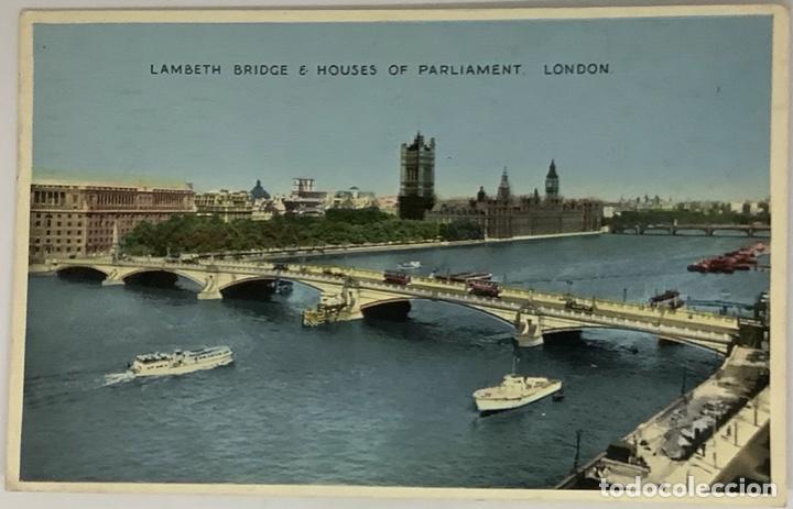 Postkarten: INGLATERRA, ENGLAND LONDON Lambeth Bridge & houses of ParliamenT. Circulada 1955