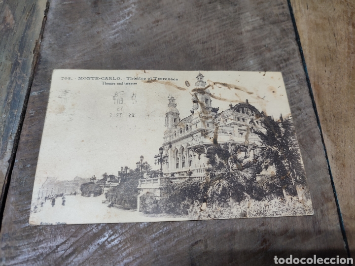 Postcards: Postal antigua a&ntilde;os 20 1924 Monte Carlo. Teatro, casino, terraza