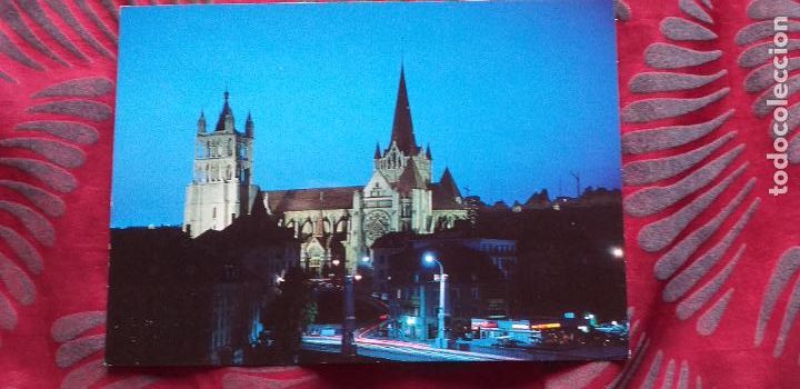 Postais: SUIZA-V53-NO ESCRITA-LAUSANNE-LA CATEDRAL DE NOCHE