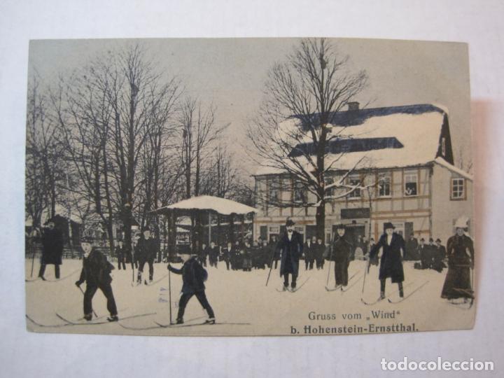 Postales: GRUSS VOM WIND-HOHENSTEIN ERNSTTHAL-GENTE EN ESQUI-POSTAL ANTIGUA-(87.506)