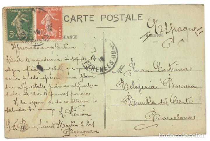 Postales: PERPIGNAN - LE COLL&Egrave;G&Eacute;. N&ordm;80, CIRCULADA - Foto 2