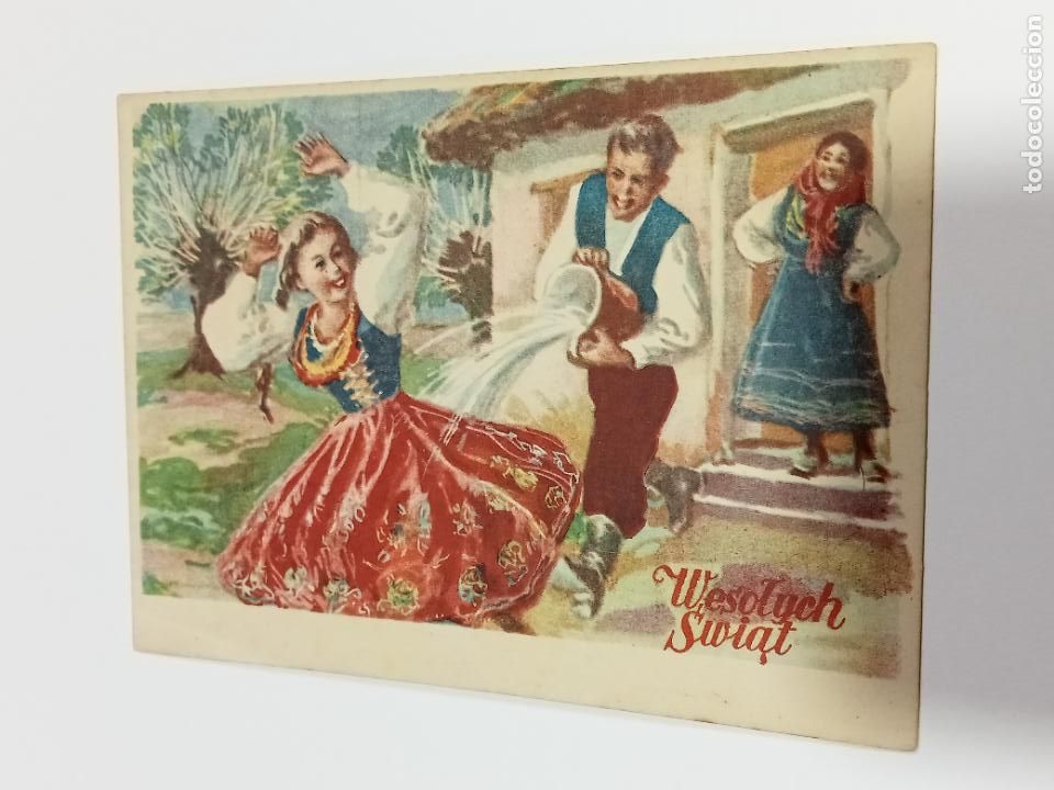 Postcards: TARJETA POSTAL. WESOTYCH SWIAT. JOVENES JUGANDO CON TAZAS DE LECHE. POLONIA. CENA 12 ZT. 1948.