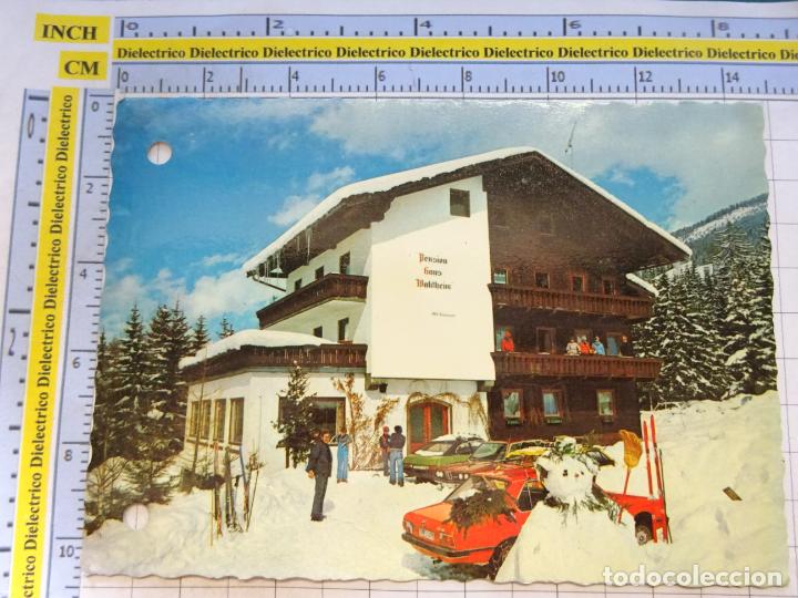 Postcards: POSTAL DE AUSTRIA. ST MARTIN AM TENNENGEBIRGE PENSION WALDHEIM. COCHES MU&Ntilde;ECO NIEVE. 3652