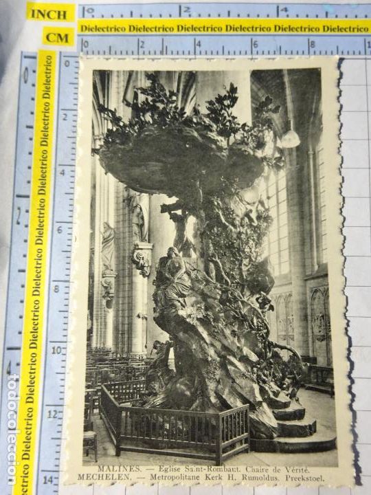Postais: ANTIGUA POSTAL DE B&Eacute;LGICA. MALINAS MALINES MECHELEN. IGLESIA SAINT ROMBAUT. CHAIRE DE VERIT&Eacute;. 1185
