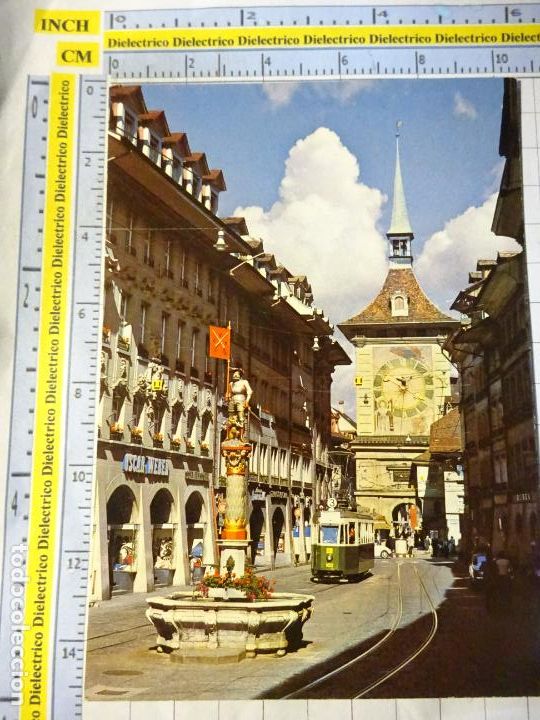 Cartes Postales: POSTAL DE SUIZA. BERNA BERN BERNE SCH&Uuml;TZENBRUNNEN UND ZEITGLOCKENTURM TRANV&Iacute;A 1295
