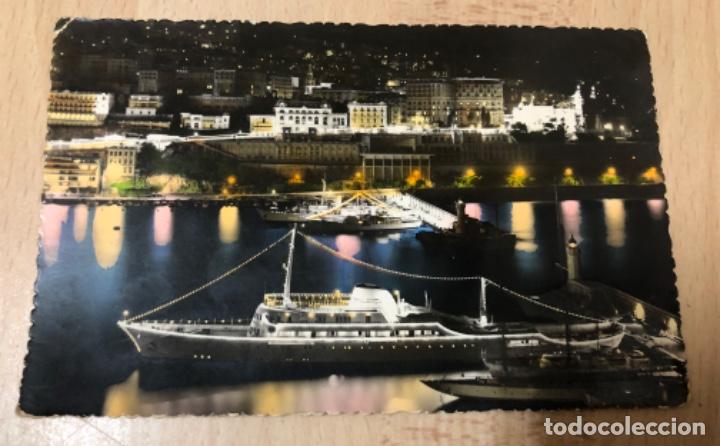 Postales: ANTIGÜA TARJETA POSTAL , MÓNACO - MONTE - CARLO . PUERTO DE NOCHE