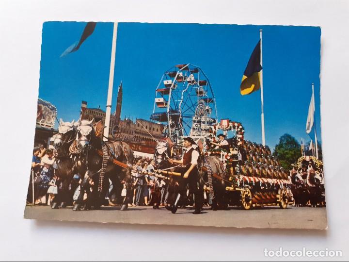 Postais: POSTAL - ALEMANIA - CARRITO DE CERVEZA SALUDOS DESDE EL OKTOBERFEST - ESCRITA