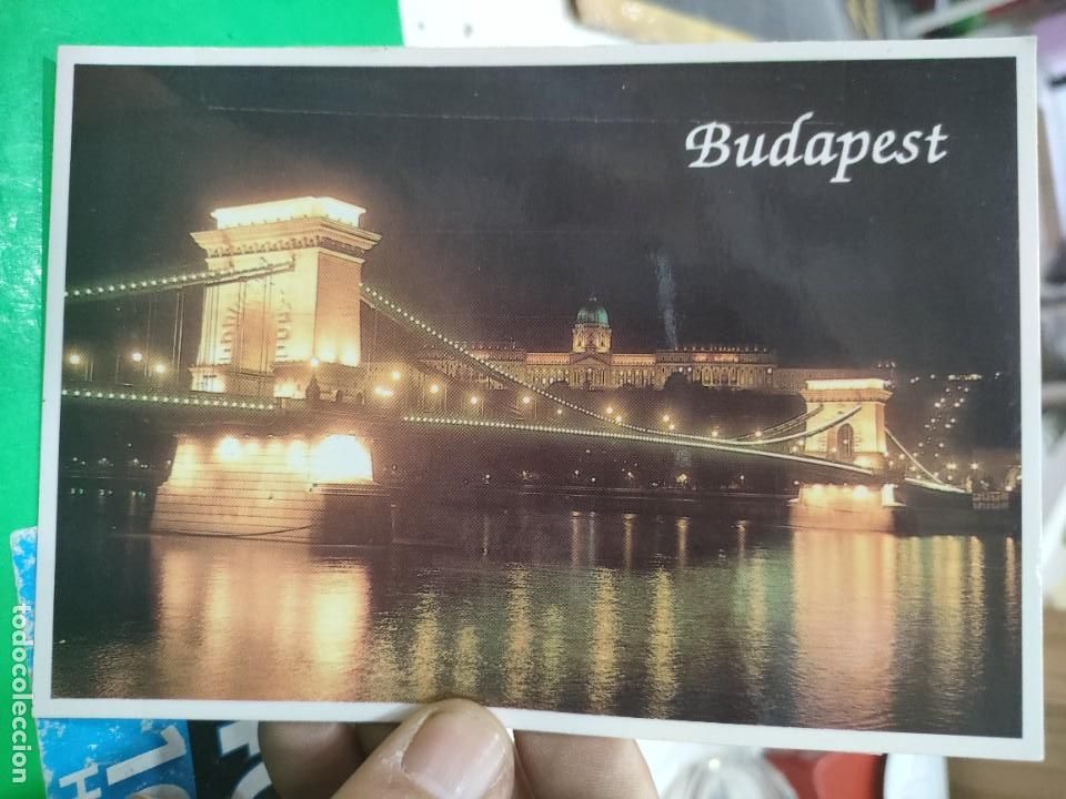 Postales: Postal BUDAPEST Chain Bridge con celo pegado - Foto 1