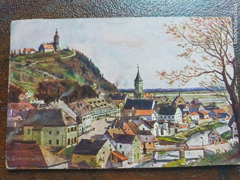 Postales: Bogen mit Bogenberg. Postal circulada y sellada. / Dibujo: R. Sihpibeneuber