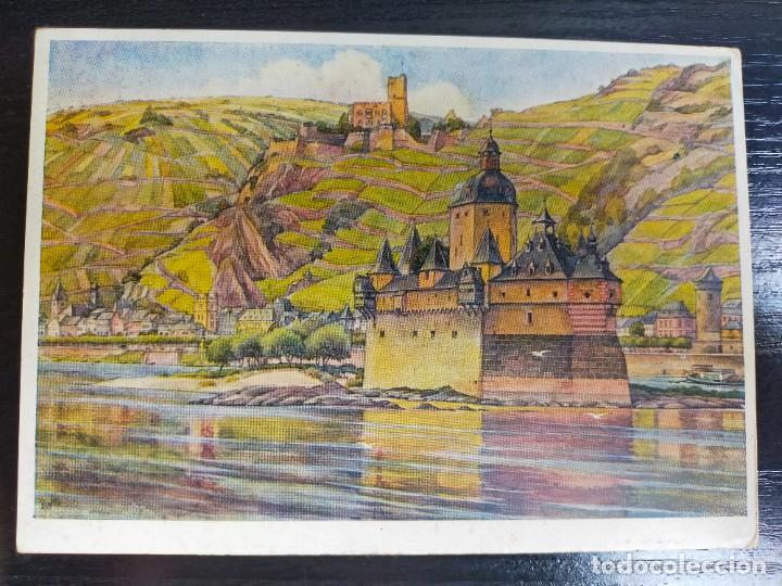 Postales: Die Pfalz / Kaub / Burg Gutenfels. Alemania. / Postal sin circular 1946 by Karl Petau