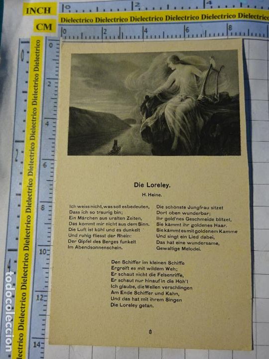 Cartoline: ANTIGUA POSTAL DE ALEMANIA. DIE LORELEY HEINE. POEMA. 1733