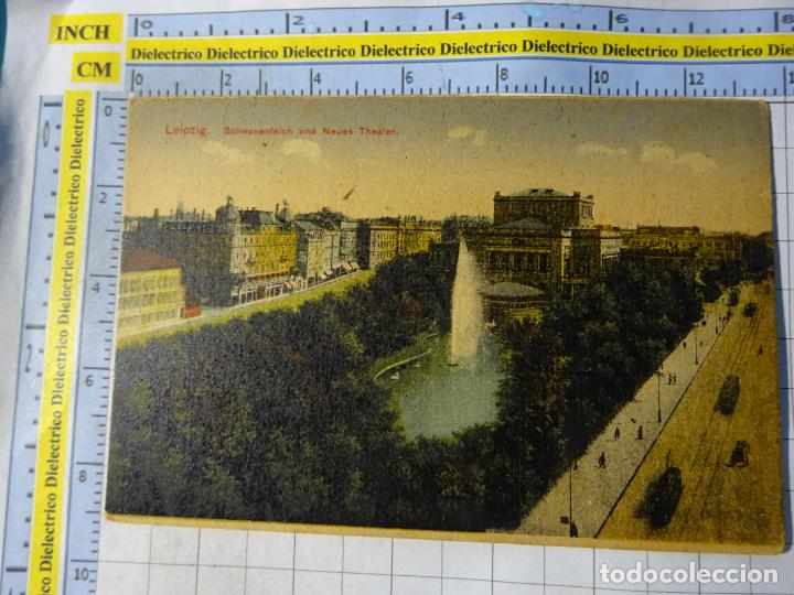 Cartes Postales: ANTIGUA POSTAL DE ALEMANIA. LEIPZIG SCHWANENTEICH UND NEUES THEATER. 1736