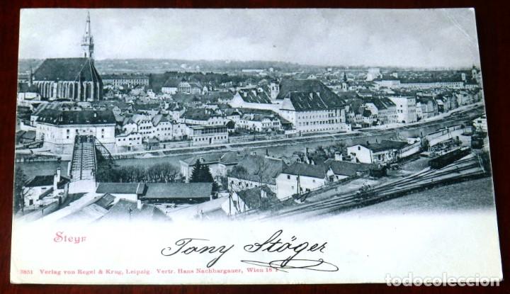 Postales: POSTAL DE STEYR, AUSTRIA, ED. VERLAG VON REGEL, CIRCULADA, REVERSO SIN DIVIDIR.