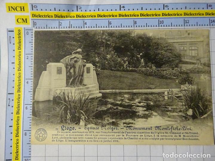 Cartes Postales: ANTIGUA POSTAL DE B&Eacute;LGICA. LIEJA LI&Eacute;GE. SQARE NOLGER MONUMENT MONTEFIORE LEVI. 2896