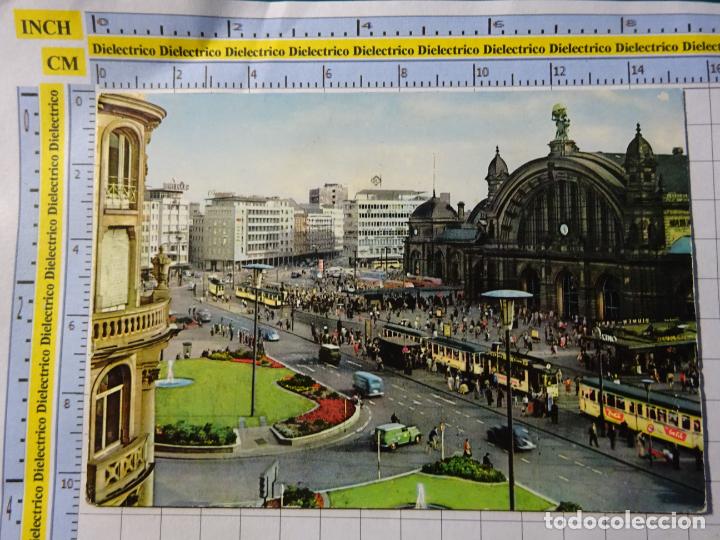 Cartoline: POSTAL DE AUSTRIA. FRANKFURT AM MAIN. ESTACI&Oacute;N DE FERROCARRILES. TRANV&Iacute;AS COCA COLA. 1101