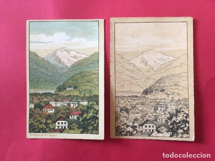 Postales: Alemania postal doble de paisaje de verano y invierno interlaken mit der jungfrau (antigua)