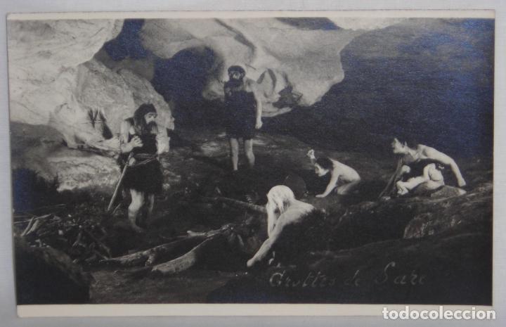 Postales: Grottes de Sare cuevas prehist&oacute;ricas Pa&iacute;s Vasco Franc&eacute;s foto postal con recreaci&oacute;n Prehistoria