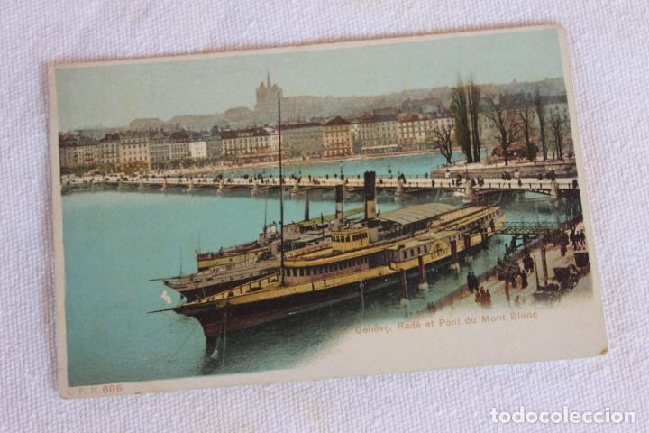 Postales: POSTAL GENEVE RADE E PONT DU MONT BLANC