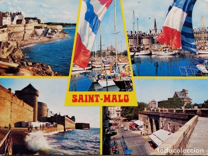 Postales: POSTAL COSTA DE SAINT MELO- FRANCIA- TURISMO- PUERTO- ARQUITECTURA- BARCOS
