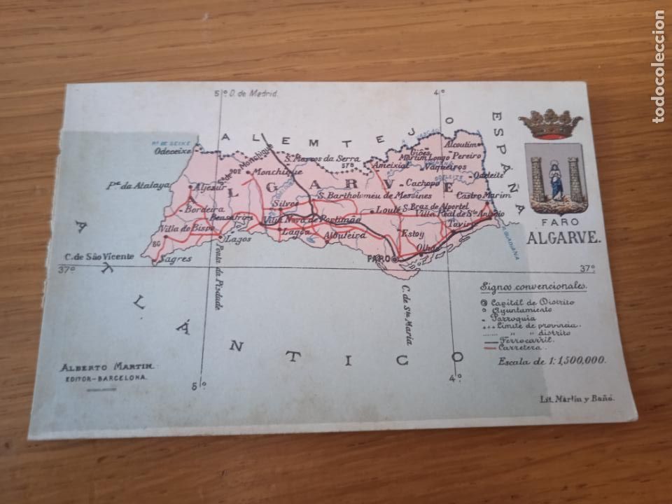 Postales: Algarve, Portugal. Mapa