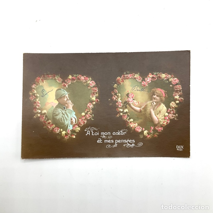 Cartes Postales: Antigua postal Francesa rom&aacute;ntica - A TOI MON COEUR ET MES PENSEES - DIX 451