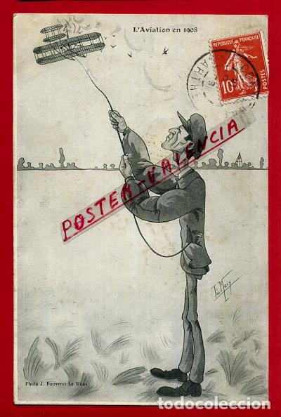Postkarten: POSTAL FRANCIA L'AVIATION EN 1908 ILUSTRADA P87864 B
