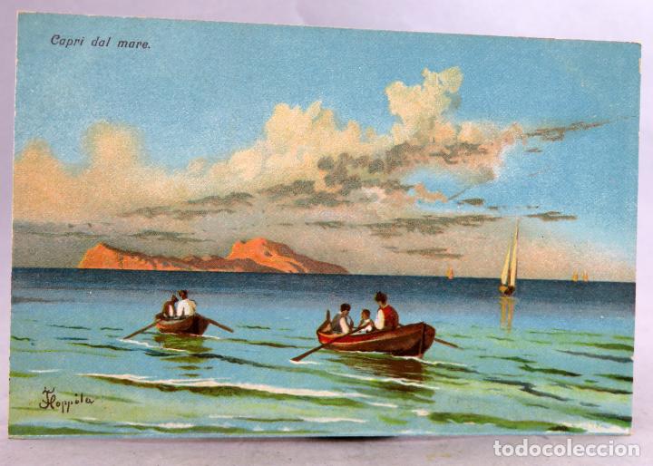Postcards: Postal italiana Capri dal mare dibujada sin circular