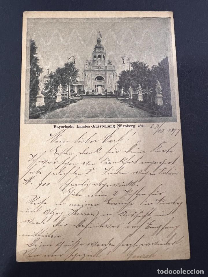 Cartoline: TARJETA POSTAL. ALEMANIA. BAYERISCHE LANDES-AUSSTELLUNG N&Uuml;RNBERG 1896. CIRCULADA