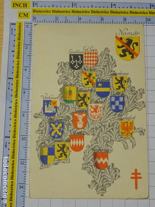Cartes Postales: ANTIGUA POSTAL DE B&Eacute;LGICA. BLASONES ARMORIAL REGIONES BELGAS NAMUR. 388