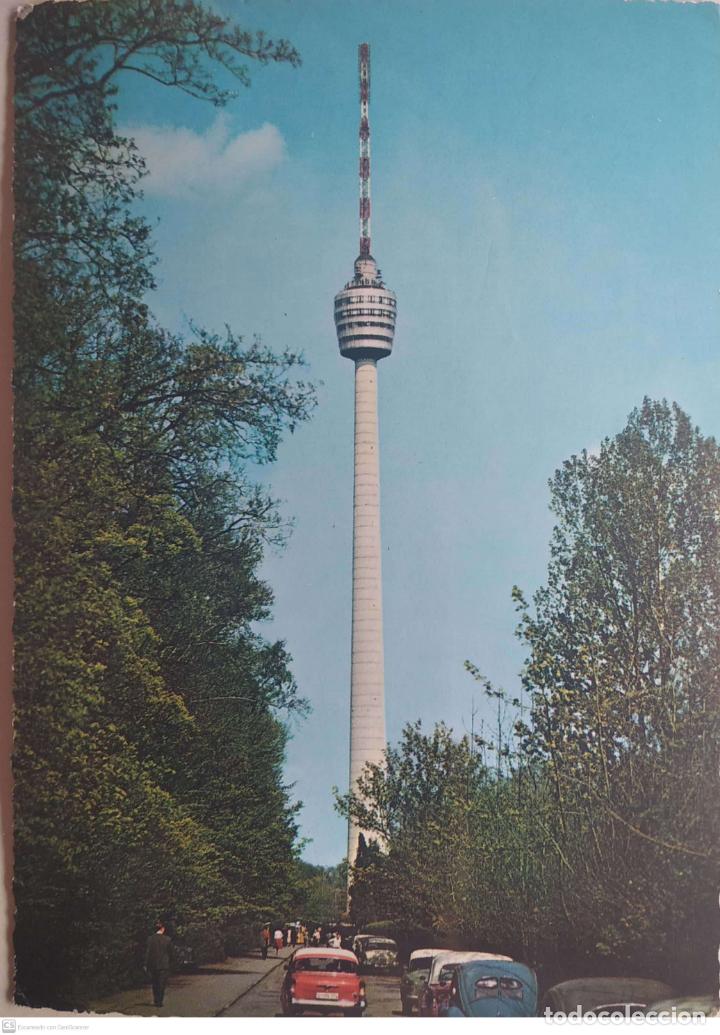 Postales: Stuttgart. Torre de la Televisi&oacute;n. Usada. Color - Foto 1