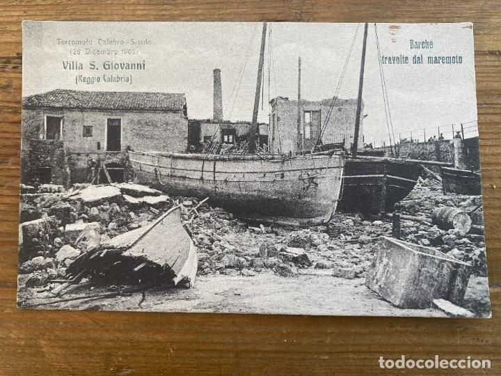 Postcards: POSTAL DE VILLA S. GIOVANNI, CALABRIA, BARCHE TRAVOLTE DAL MAREMOTO, ITALIA, NO CIRCULADA, ED. G. MO