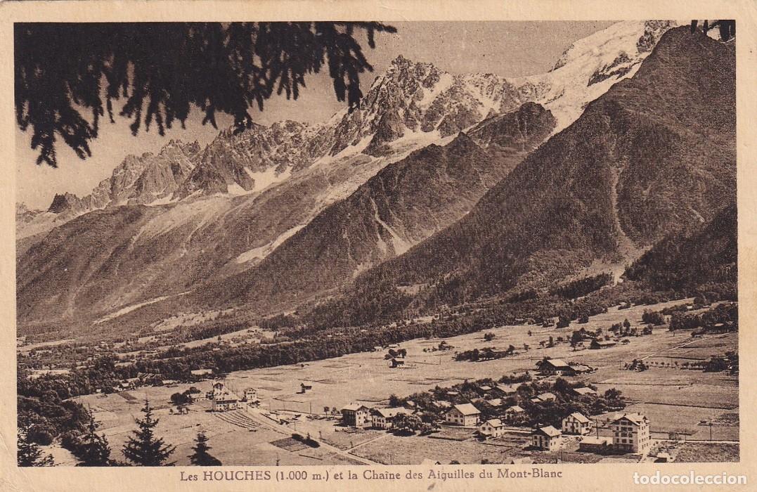Postkarten: Les Houches (1000 m.) et la Cha&icirc;ne des Aiguilles du Mont-Blanc