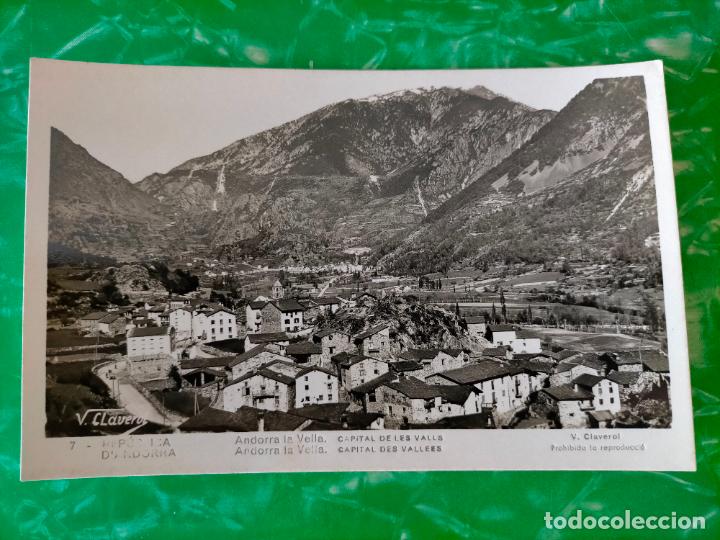 Cartoline: REP&Uacute;BLICA D'ANDORRA 7 CAPITAL DE LES VALLS LA VELLA FOTOGRAF&Iacute;A BLANCO NEGRO TARJETA POSTAL ANTIGUA