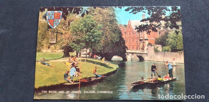 Postais: INGLATERRA-V51-SXXII-140X90mm.-THE BACKS AND ST.JOHN'S COLLEGE,CAMBRIDGE-CIRCULADA