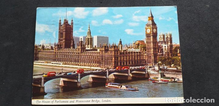 Postais: INGLATERRA-V51-SXXII-140X90mm.-CIRCULADA-THE HOUSES OF PARLIAMENT AND WESMINSTER BRIDGE,LONDON