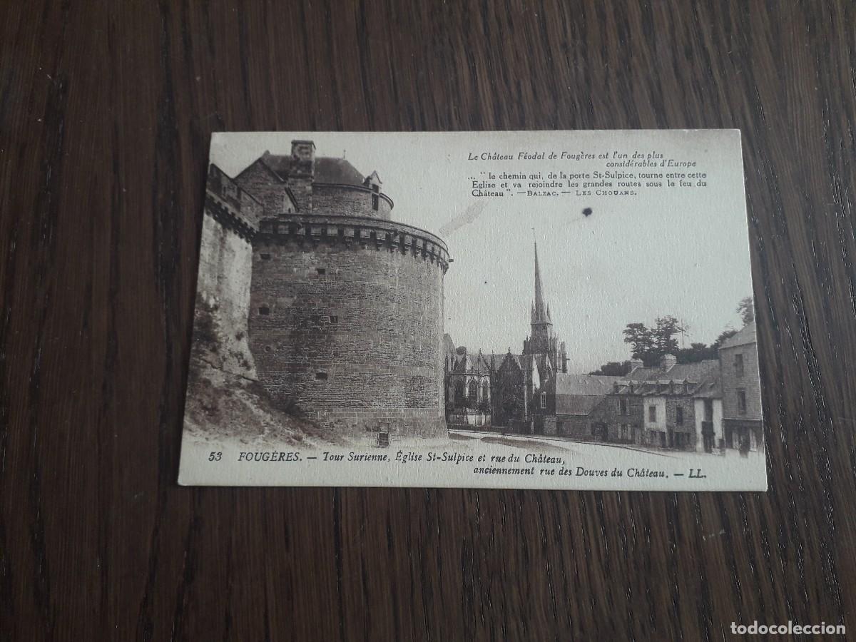 Postales: postal antigua de Francia, Foug&egrave;res, tour surienne, &eacute;glise St-sulpice et rue du chateau