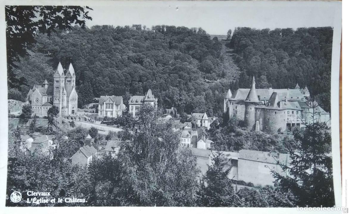 Postales: Clervaux (Luxemburgo). Iglesia y Castillo. Usada. Blanco/Negro - Foto 1