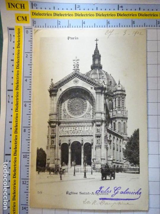 Postais: ANTIGUA POSTAL DE FRANCIA. SIGLO XIX - 1905. PARIS EGLISE SAINT AUGUSTIN. 1419