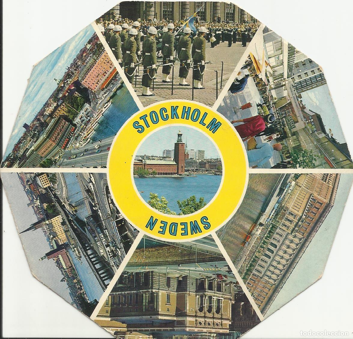 Cartes Postales: Stockholm. Sweden. Suecia. Postal dec&aacute;gono. 14,5x14,5 cm. 1975. Escrita con sello detr&aacute;s. Postal.